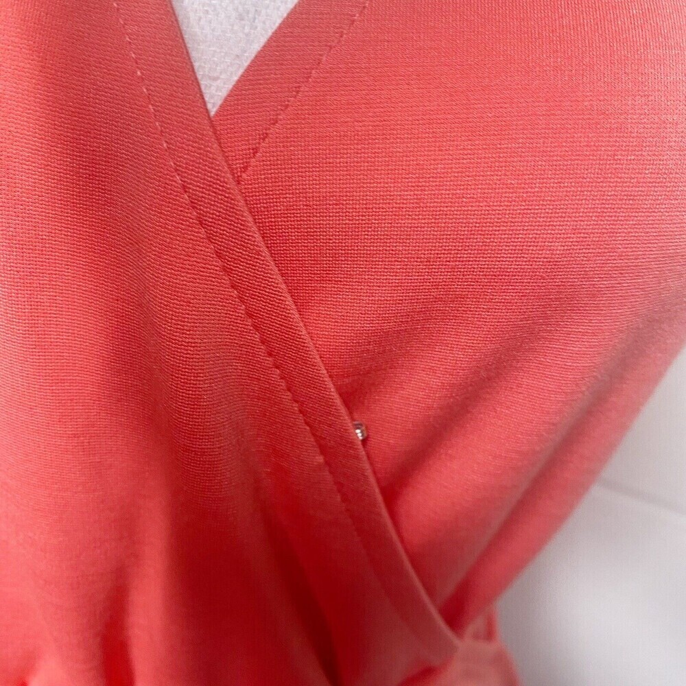 Banana Republic Coral Wrap MIDI Dress Sz medium Petite Sleeveless Ruffle Women - Picture 5 of 7